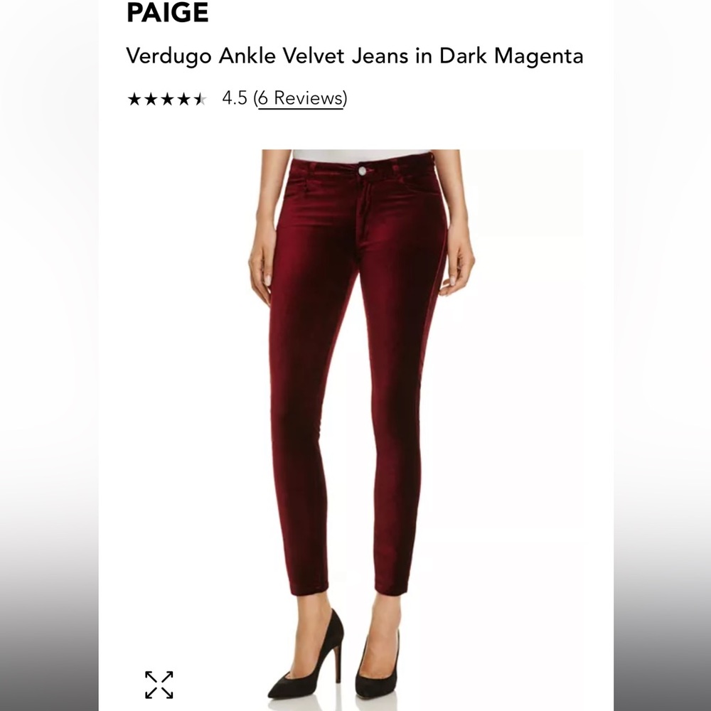 Paige Denim Verdugo Ultra Skinny Velvet High Waisted Jeans 24